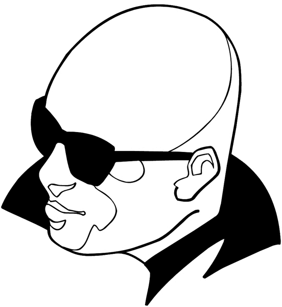 Bald man with sunglasses vinyl decal. Customize on line. Faces 035-0352